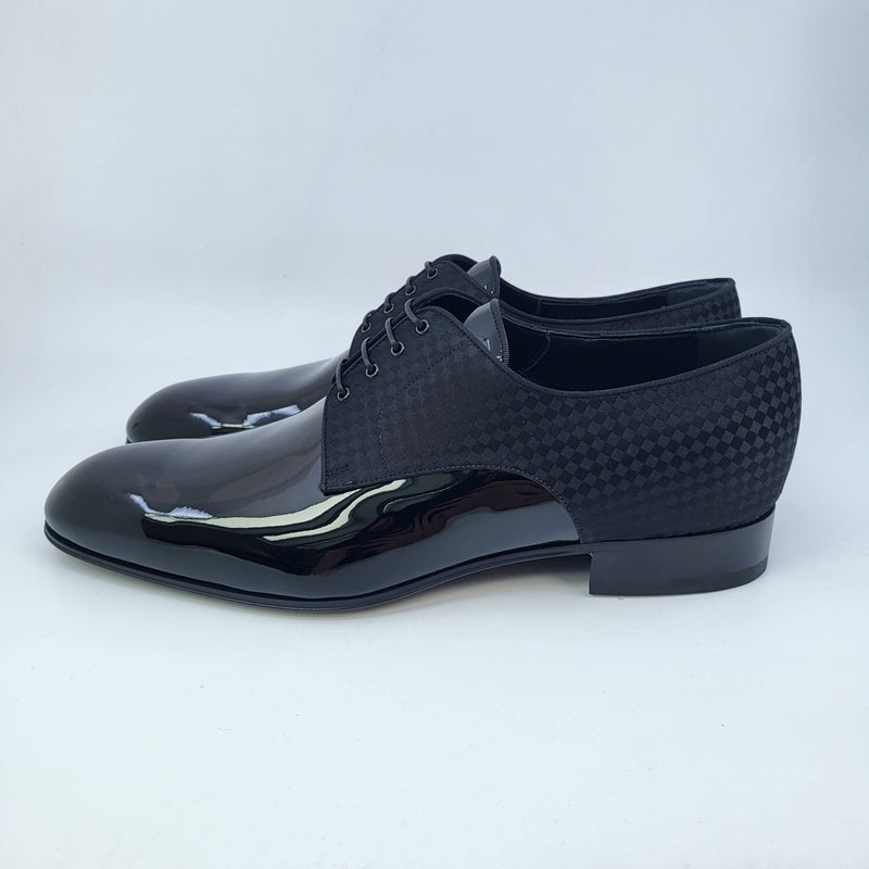 Louis Vuitton Black Patent Leather And Petit Damier Fabric Solferino Derby  Size 43 Louis Vuitton