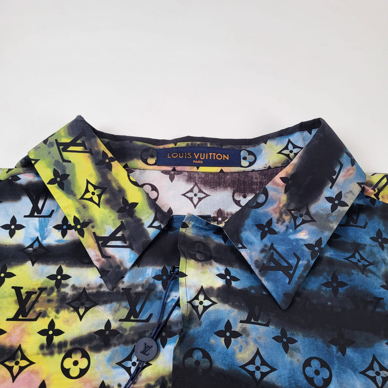 Louis Vuitton Printed Monogram Tie-Dye Denim Shirt Multicolor