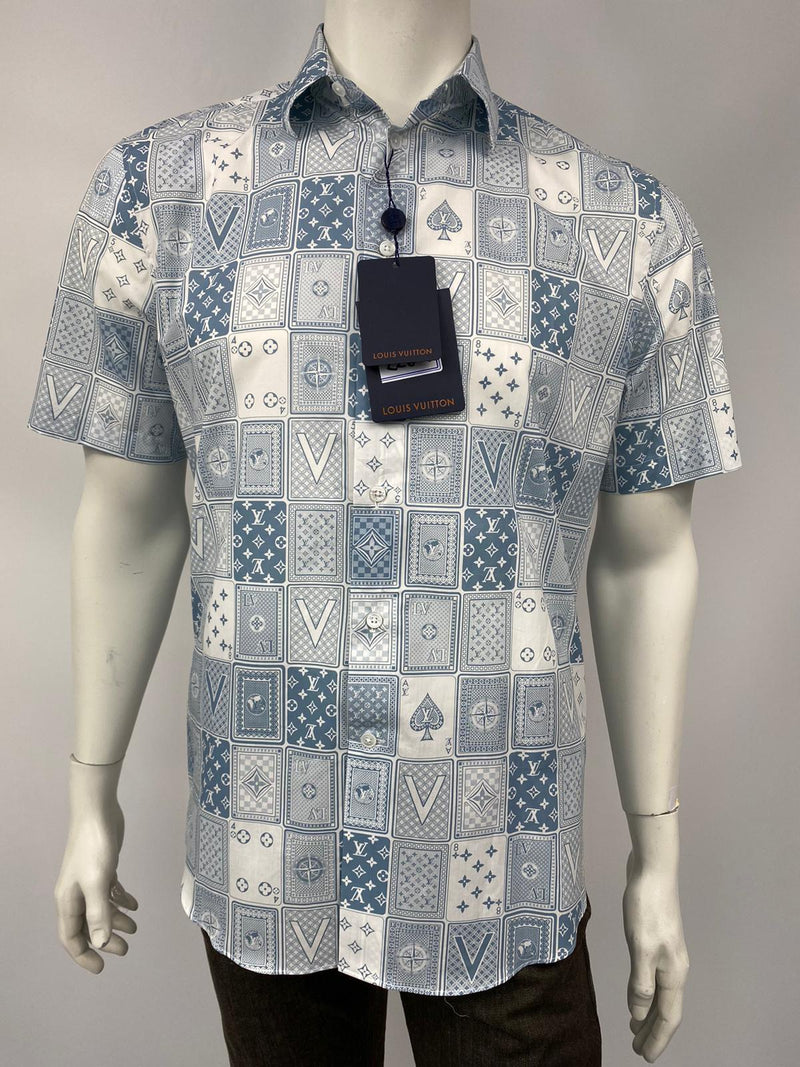 Louis Vuitton Blue LV Cards Print Cotton Regular Fit Shirt XL
