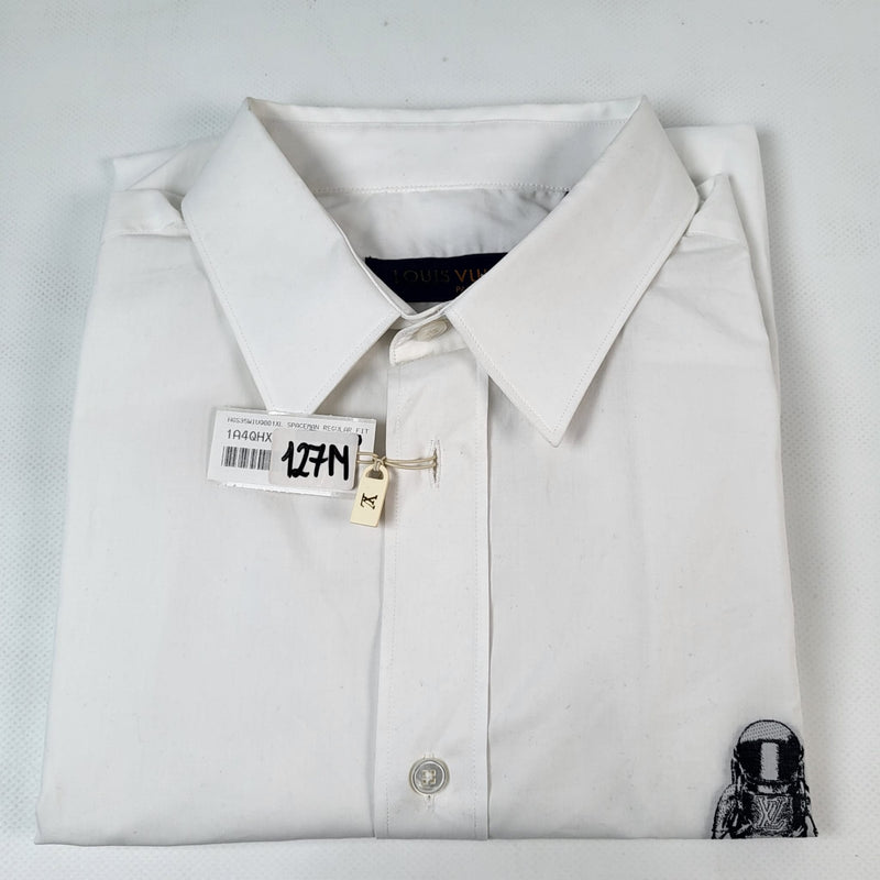 Louis Vuitton Men's White Cotton Spaceman Regular Fit Short Sleeve