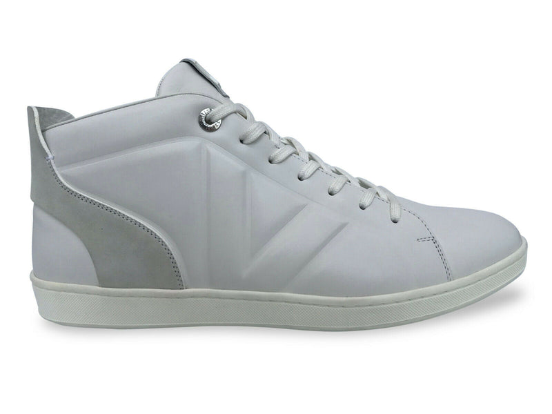 Louis Vuitton White Leather Suede Fuselage V Mid-top Sneakers