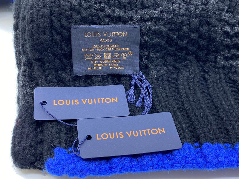 Louis Vuitton Men's Black Gray Wool Cashmere City LV Satellite Scarf MP2241  – Luxuria & Co.