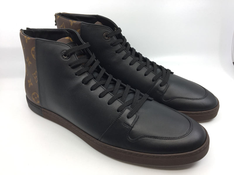 Louis Vuitton Men's Black and Brown Monogram High-Top Sneakers - US Size 8.5