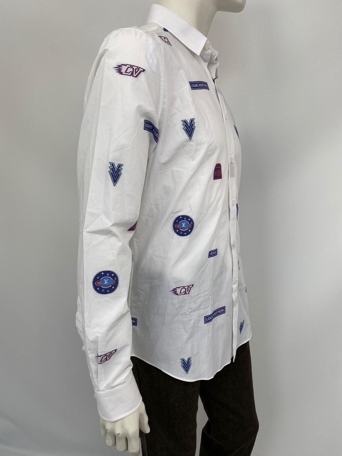Louis Vuitton Men's White Cotton Regular Fit Space Logo