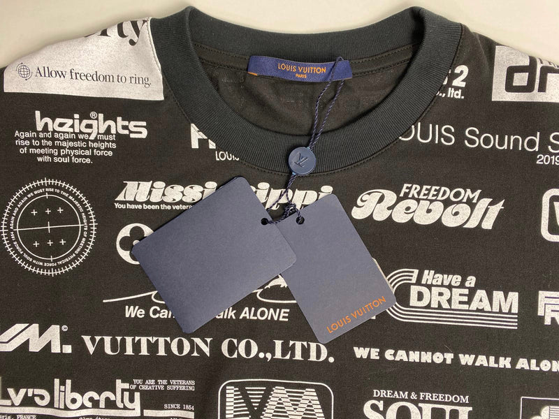 Louis Vuitton Black All-Over Logo Print Cotton Short Sleeve T-Shirt M Louis  Vuitton