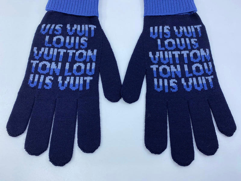 lv handschuhe Louis Vuitton Men's Navy Wool LV Split Gloves – Luxuria & Co