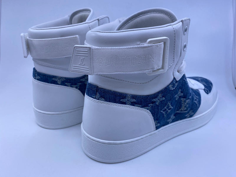 Louis Vuitton Rivoli sneakers blue denim Lv print sz 9 1/2 uk 10 1/2
