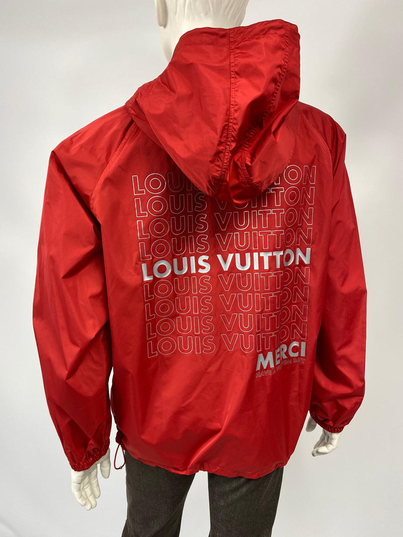 Louis Vuitton Men's Red LV List Anorak Windbreaker Jacket size 42 US /  L