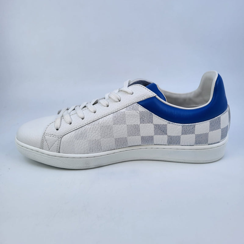 Louis Vuitton Men's White & Blue Damier Leather Luxembourg Sneaker
