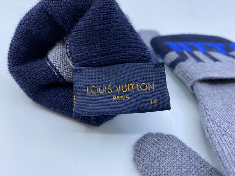 LOUIS VUITTON M71247 Gon-LV Horizon gloves wool gray/blue