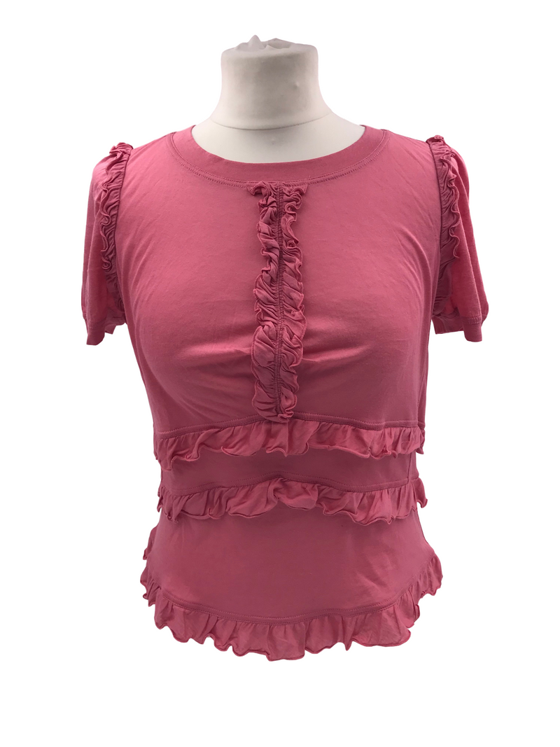 Louis Vuitton Pink Cotton Frilled Mini Dress M