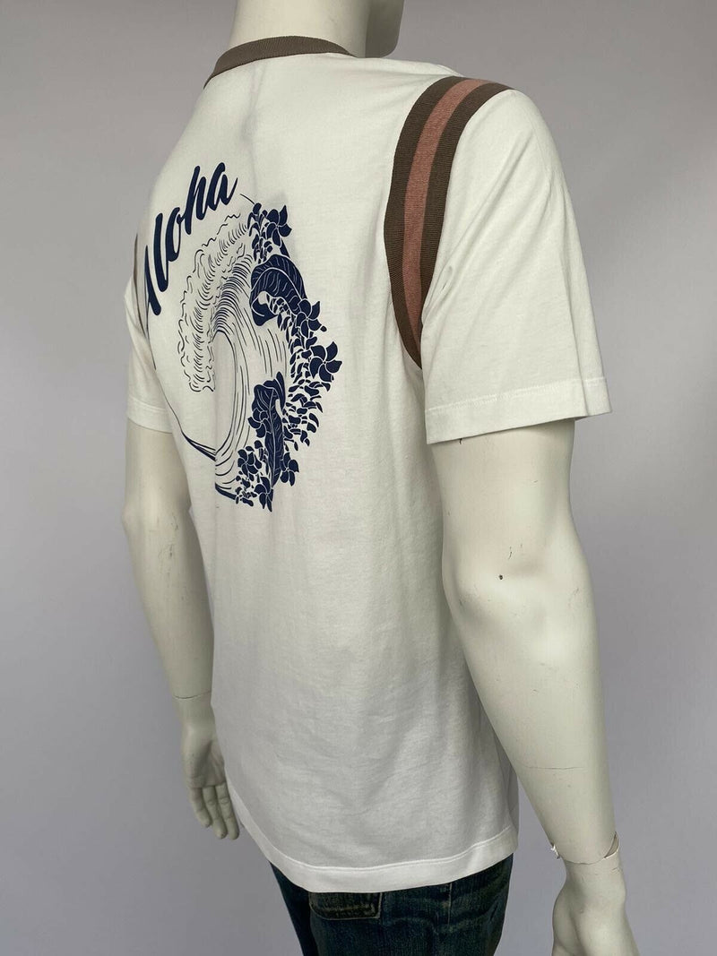 LOUIS VUITTON Varsity Print Aloha T-Shirt XL White Authentic Men Used from  Japan