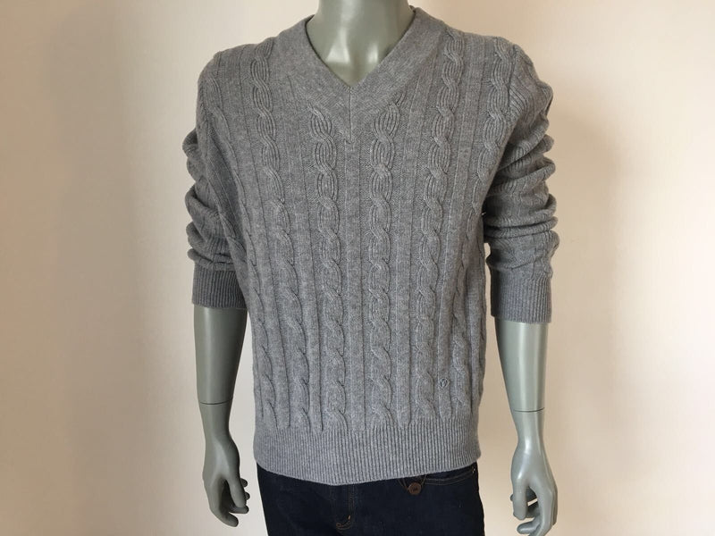 Louis Vuitton Men's Gray Cotton Cabled V Neck Sweater – Luxuria & Co.