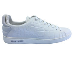 Louis Vuitton White Croc Embossed Leather Low Top Sneakers Size 37.5 Louis  Vuitton