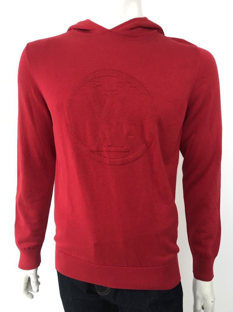 Louis Vuitton Men's Red Cotton Silk LV Circled Hooded Sweater