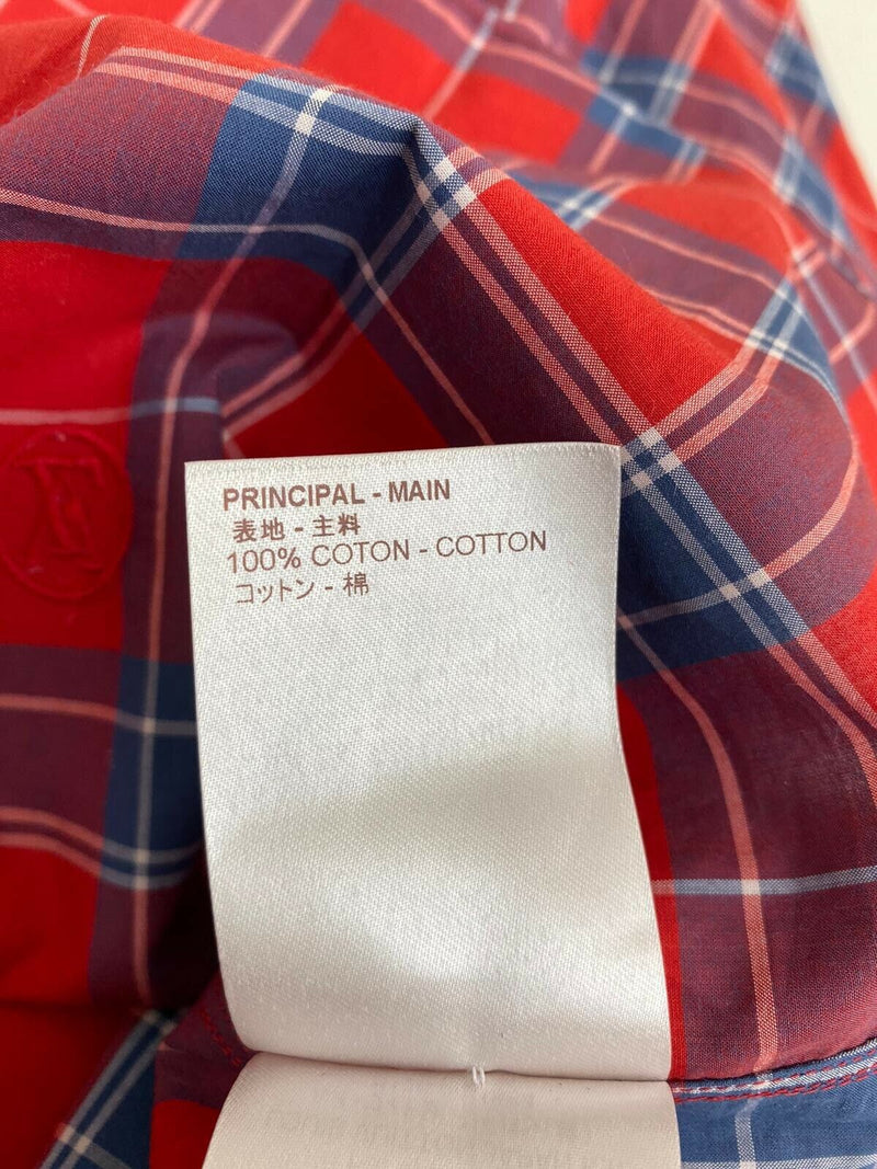 LOUIS VUITTON 100% Cotton Long Sleeve Shirt L Red Authentic Men