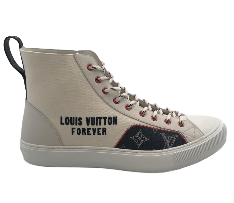 Louis Vuitton Men's White Canvas LV Forever Tattoo Sneaker