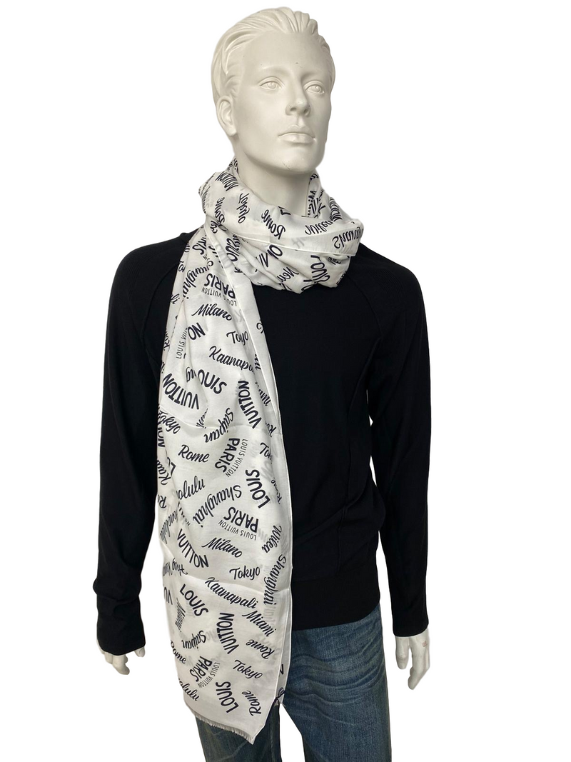 Louis vuitton black 2024 and white scarf