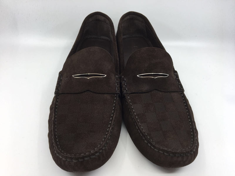 LOUIS VUITTON SUEDE LOAFER DRIVING MOCCASINS LV SHOES SIZE 39.5 US 6.5  AUTHENTIC