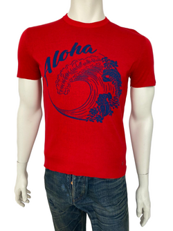 Louis Vuitton Men's Red Cotton Double Layer Aloha T-Shirt