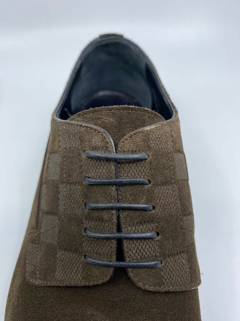 Louis Vuitton Men's Brown Suede Haussmann Derby Shoe Luxuria & Co. Louis Vuitton Men's Brown Suede Haussmann Derby Shoe Luxuria & Co.