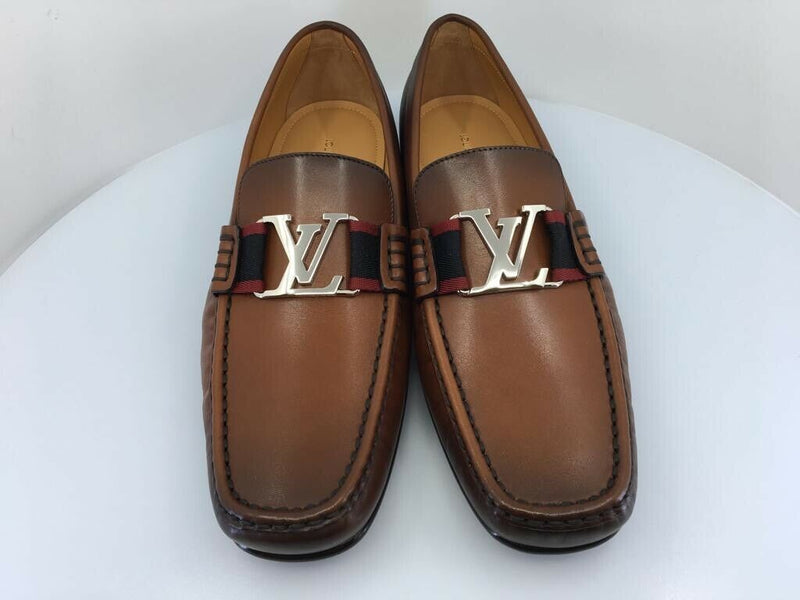 NEW LOUIS VUITTON LOAFERS 10 44 BROWN LEATHER LOAFER SHOES ref