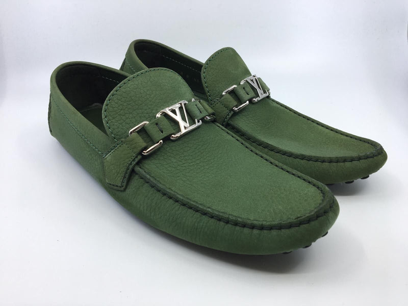 Louis Vuitton Men's Green Leather Hockenheim Car Shoe Loafer