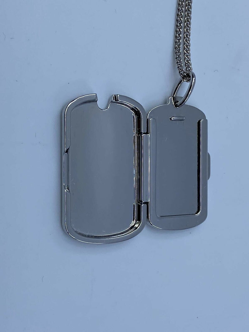 LOUIS VUITTON Sterling Silver LV Dog Tag Necklace 1189545