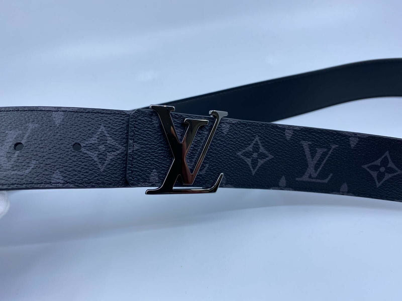 Louis Vuitton LV Initiales 40mm Reversible Grey Monogram Eclipse. Size 90 cm