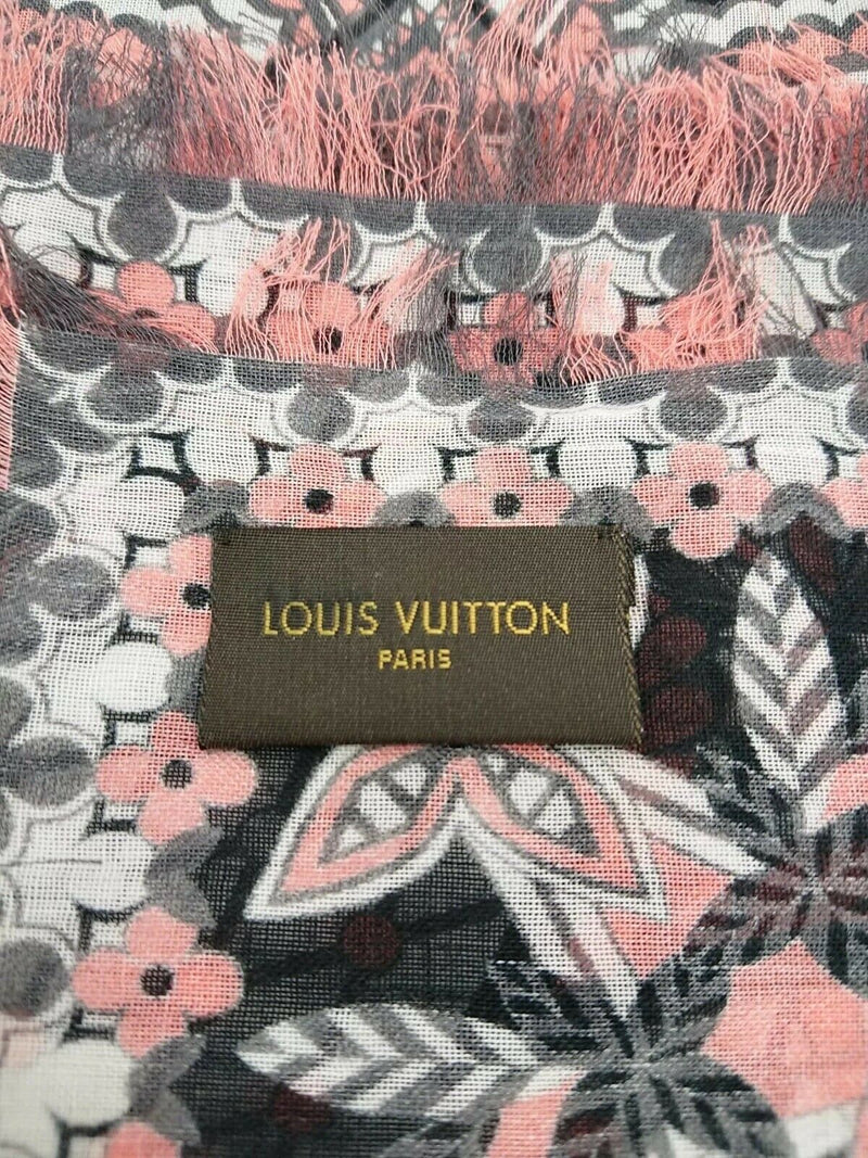 Louis Vuitton Women's Pink Cotton Monogram Flower Scarf M78717