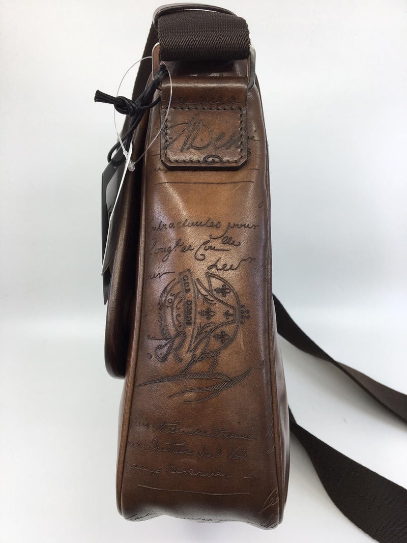 Berluti Jour J Engraved Calf Leather Messenger Bag - Luxuria & Co.