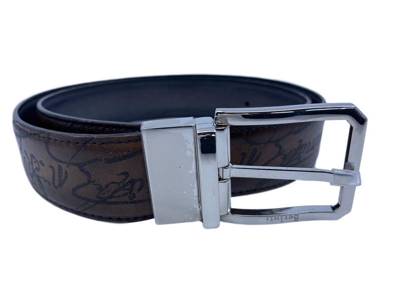 Berluti Versatile Reversible Scritto Leather Belt - Luxuria & Co.