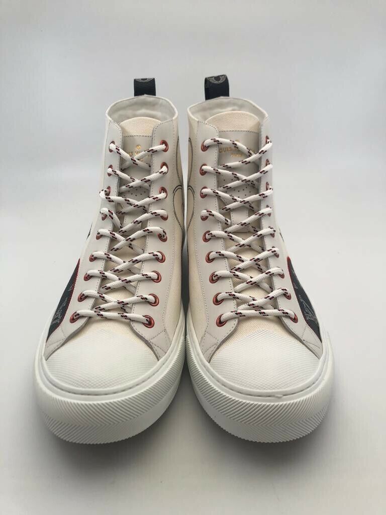 Louis Vuitton Navy Blue Canvas And Leather LV Forever Tattoo Sneakers Size  41.5