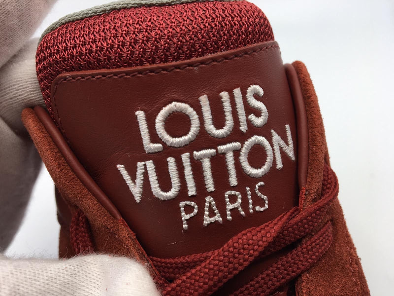 NWT Louis Vuitton x Supreme LV Men's Red Leather Run Away Sneakers 7 8  AUTHENTIC
