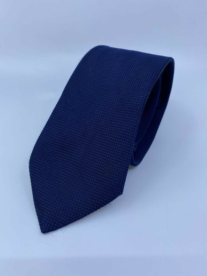 Louis Vuitton Uniformes Woven Navy Silk Tie - Luxuria & Co.