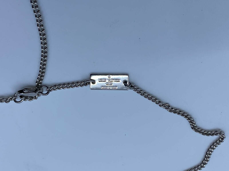 Louis Vuitton White Gold Dog Tag Necklace