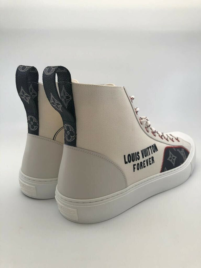 Louis Vuitton Men's Beige Canvas LV Forever Tattoo Sneaker Boot