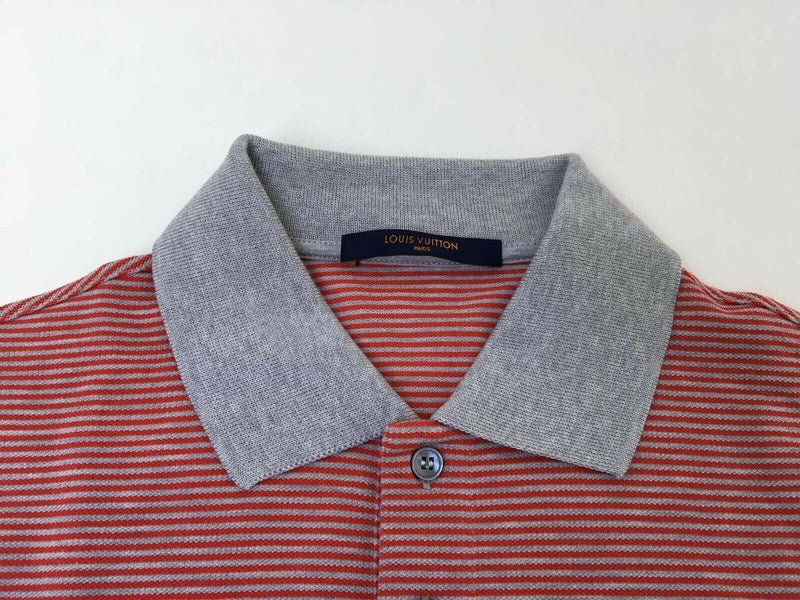 Louis Vuitton Men's Gray Cotton Fil a Fil Striped Polo Shirt