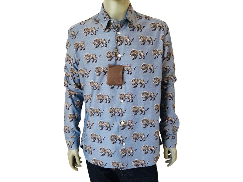 Louis Vuitton Men's Blue Cotton Chapman Lion Classic Shirt – Luxuria & Co Louis Vuitton Men's Blue Cotton Chapman Lion Classic Shirt – Luxuria & Co