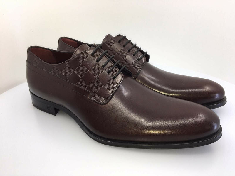 Louis Vuitton Men's Burdundy Leather Haussmann Derby Shoe 9 US