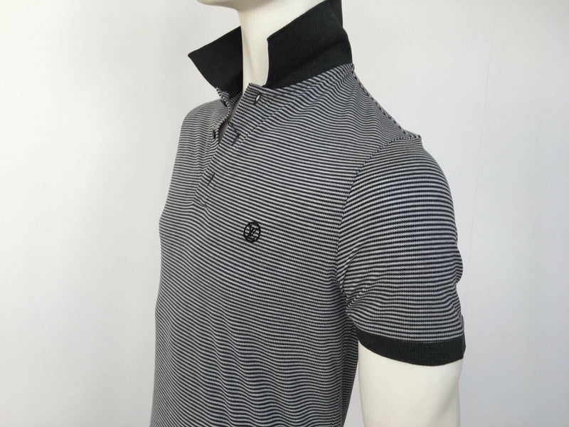 Louis Vuitton Men's Gray Cotton Fil a Fil Striped Polo Shirt