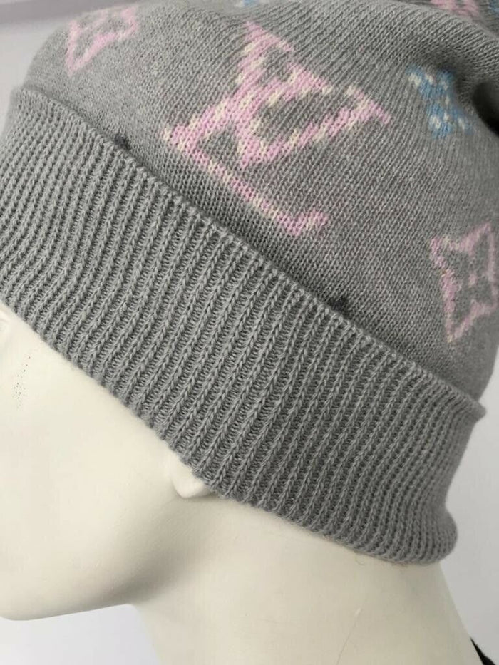 Louis Vuitton Women's Gray Wool Cashmere Monogram Pop Perle Hat