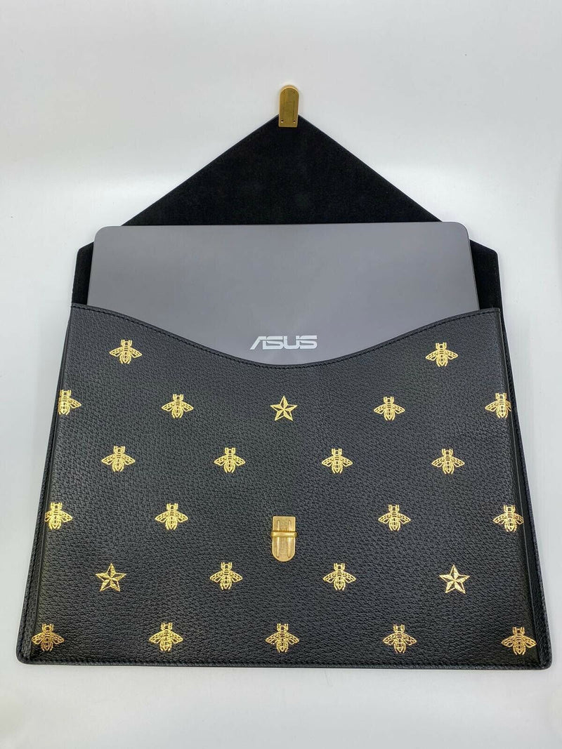 Gucci Gucci Grained Calfskin Bee Star Portfolio - Luxuria & Co.