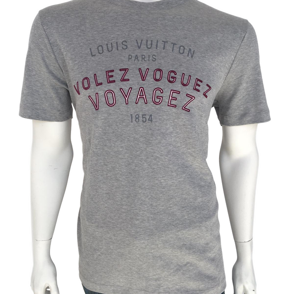 Louis Vuitton Men's Gray Cotton Volez Voguez Voyagez T-Shirt