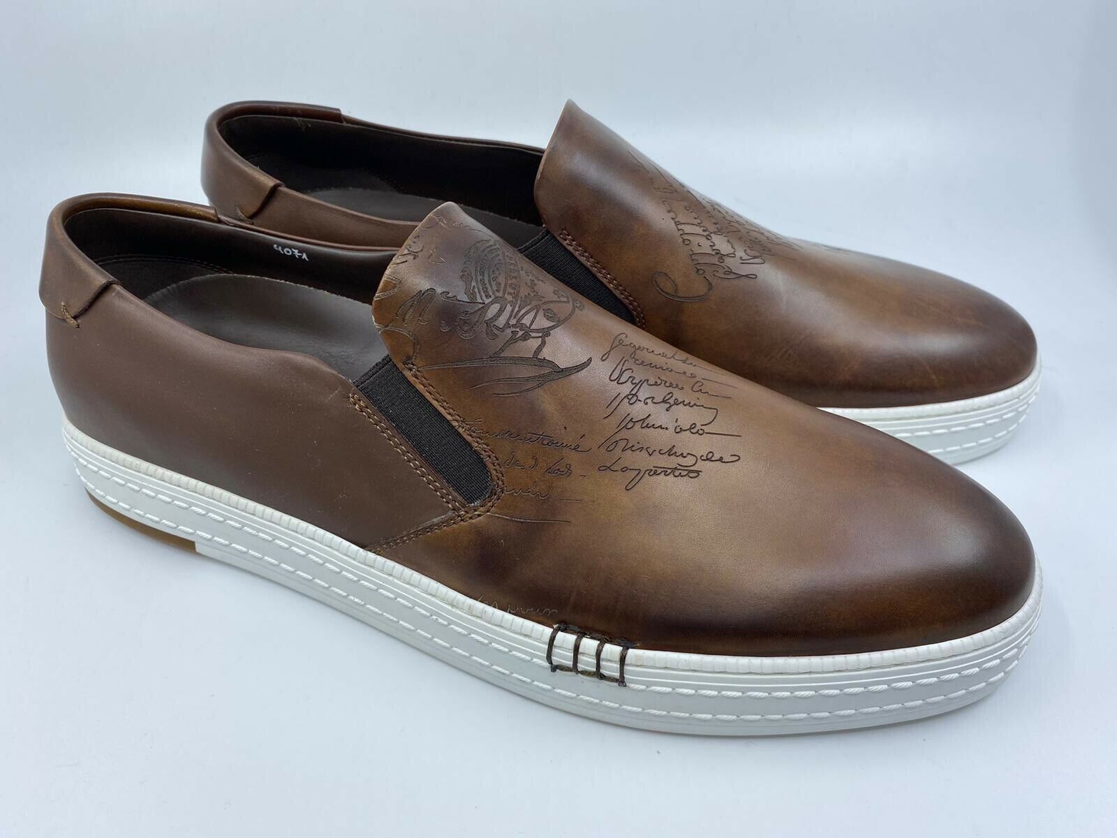 ◆関税込◆【Berluti】 Scritto leather slip-on sneakers Fast Track Scritto Leather And Knit Slip-On Sneaker | Berluti US