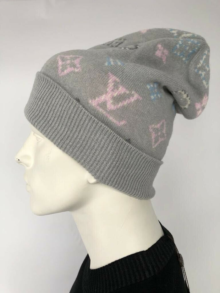 Louis Vuitton Women's Gray Wool Cashmere Monogram Pop Perle Hat
