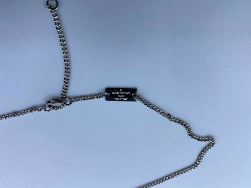 Vintage Black Monogram Louis Vuitton Dog Tag Necklace
