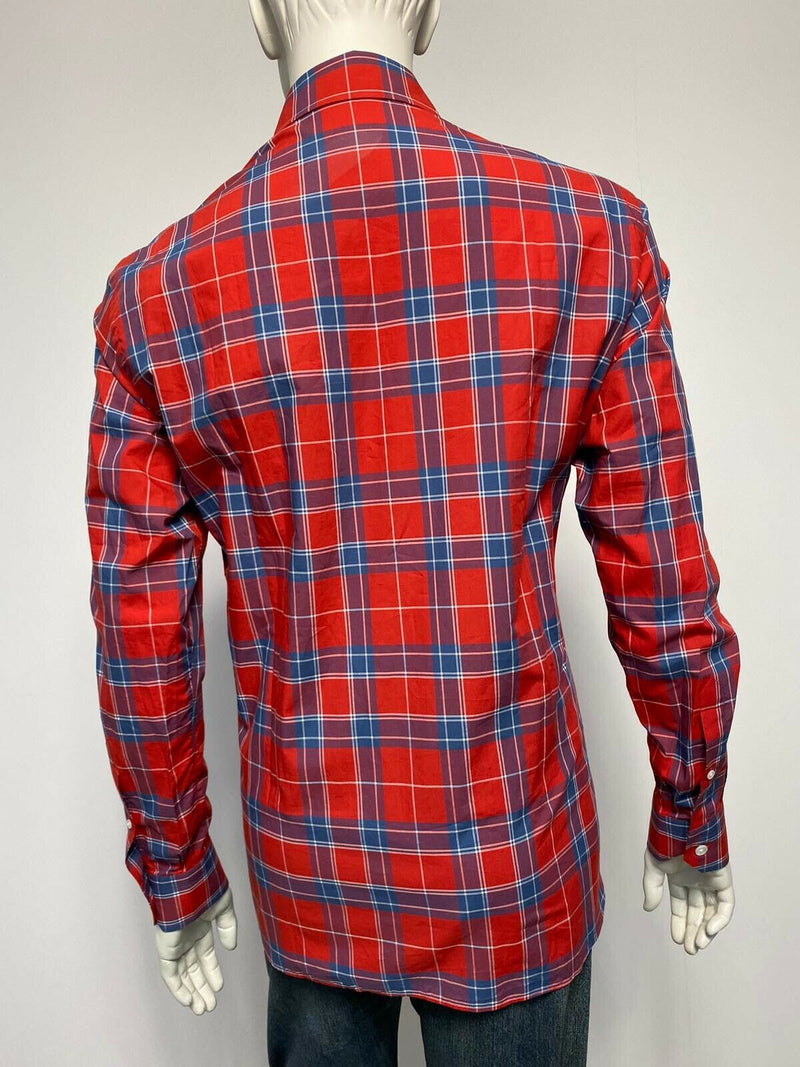 LOUIS VUITTON Size L Red Black Plaid Cotton Button Up Long Sleeve Shirt at  1stDibs