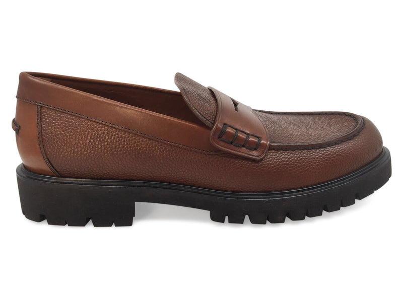 LOUIS VUITTON Men's Mocassin Brown Leather Shoes Penny Loafers