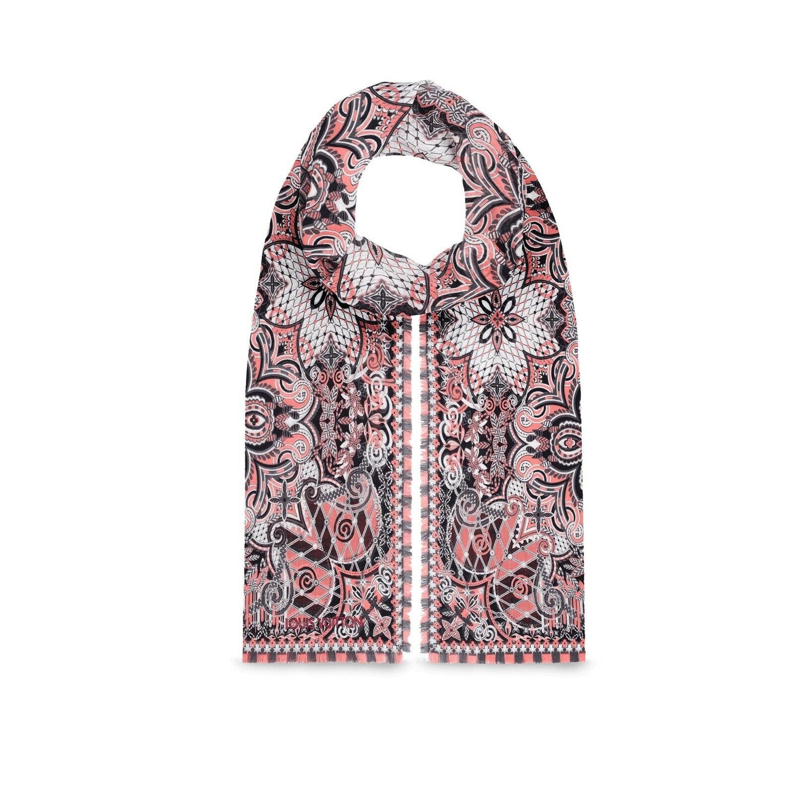 Louis Vuitton Women's Pink Cotton Monogram Flower Scarf M78717
